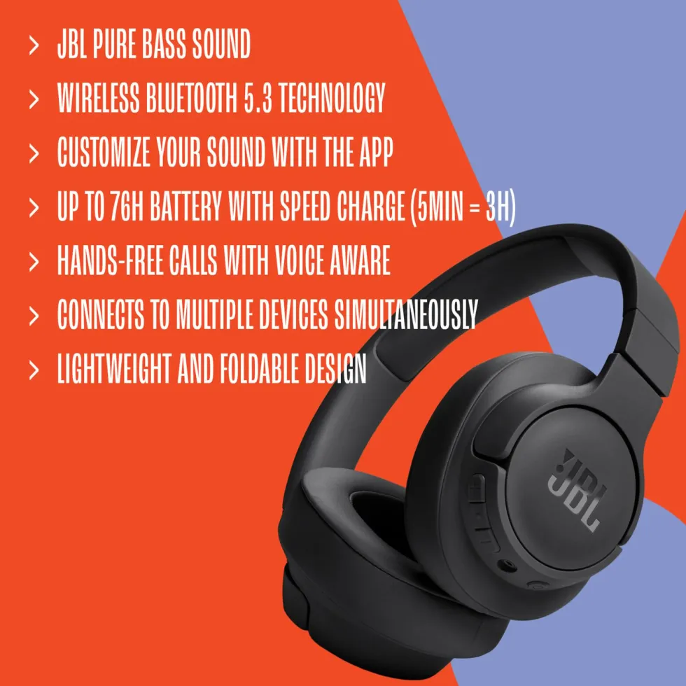 JBL Tune 720BT Trådløse hodetelefoner Hvit