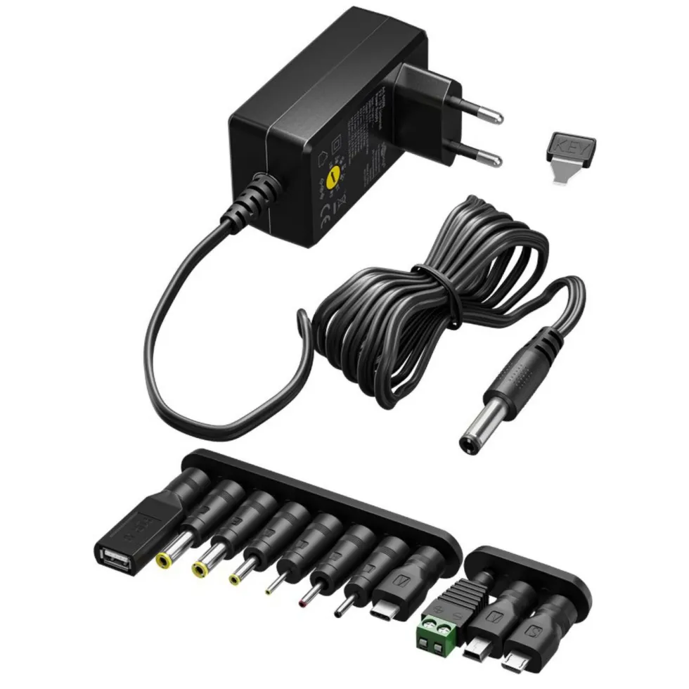 Justerbar strømadapter 3–12 V (DC) 27 W