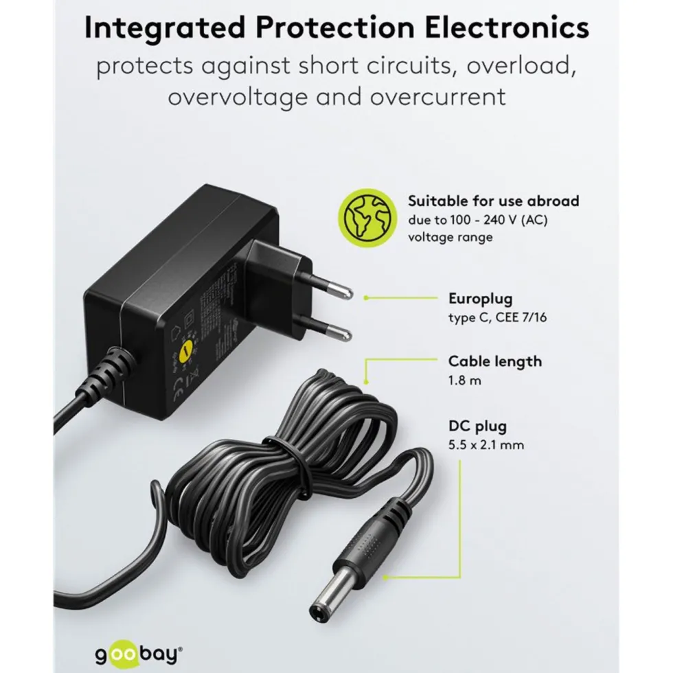 Justerbar strømadapter 3–12 V (DC) 27 W