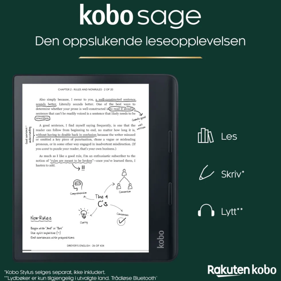 Kobo Sage Vanntett lesebrett 8” med wifi