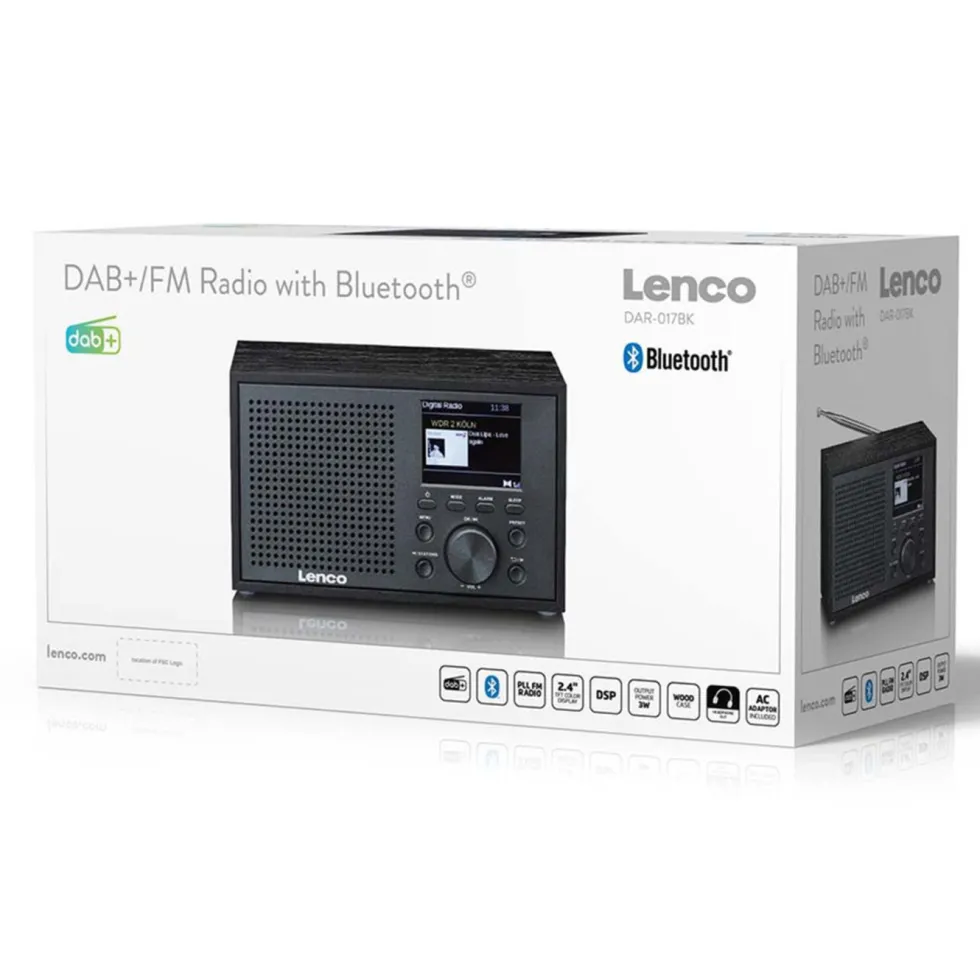 Lenco DAR-017BK DAB+ FM-radio med Bluetooth