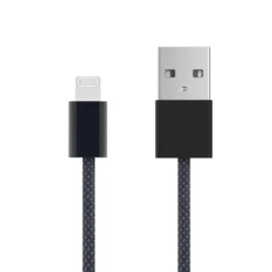 Linocell Flettet USB-A- til Lightning-kabel Svart 0,5 m