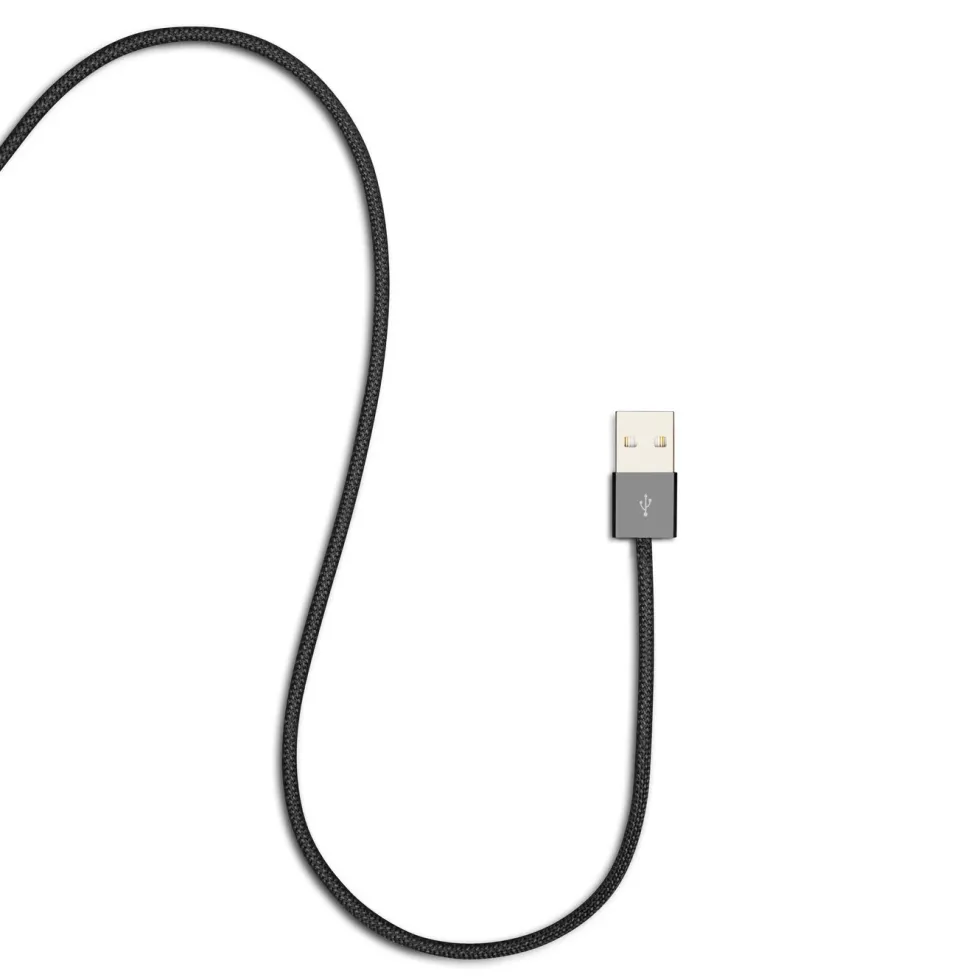 Linocell Flettet USB-A- til Lightning-kabel Svart 0,5 m