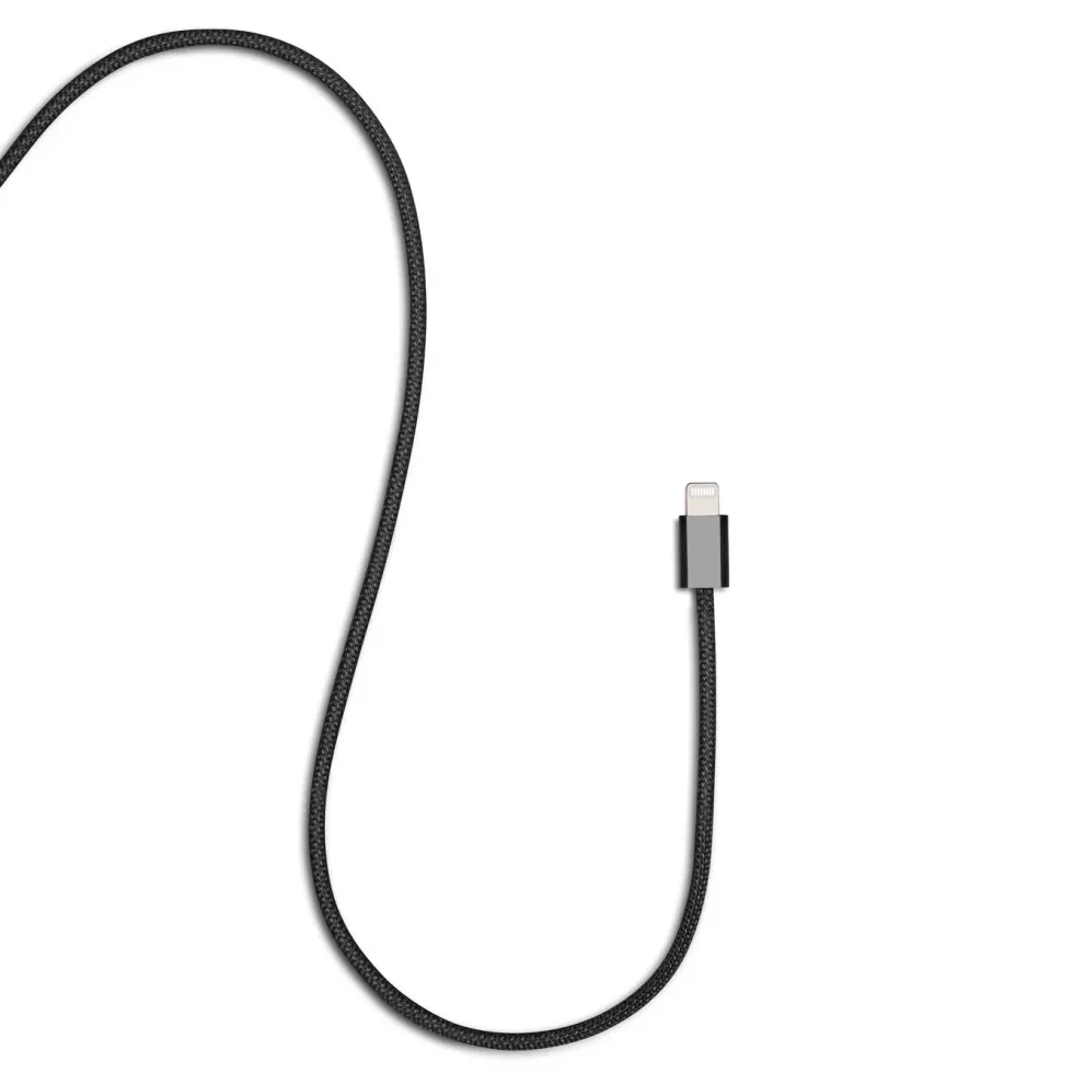 Linocell Flettet USB-A- til Lightning-kabel Svart 0,5 m