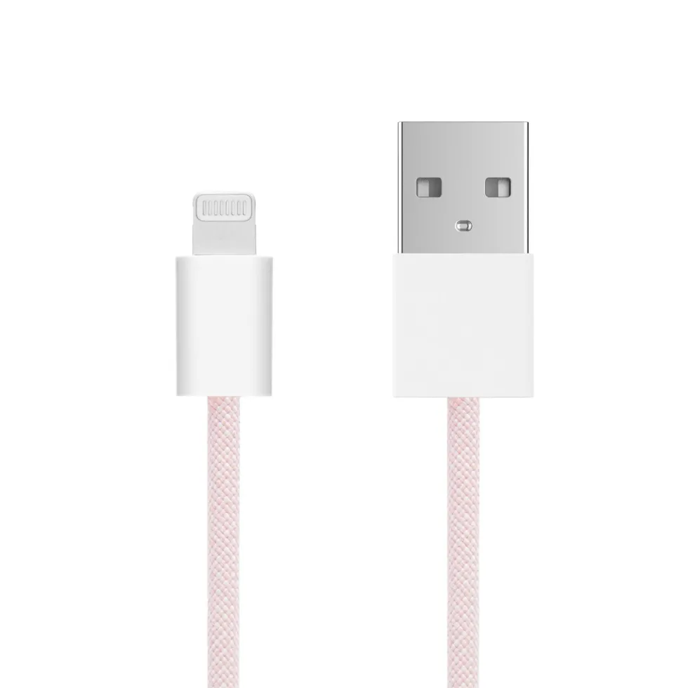 Linocell Flettet USB-A- til Lightning-kabel Rosa 0,5 m