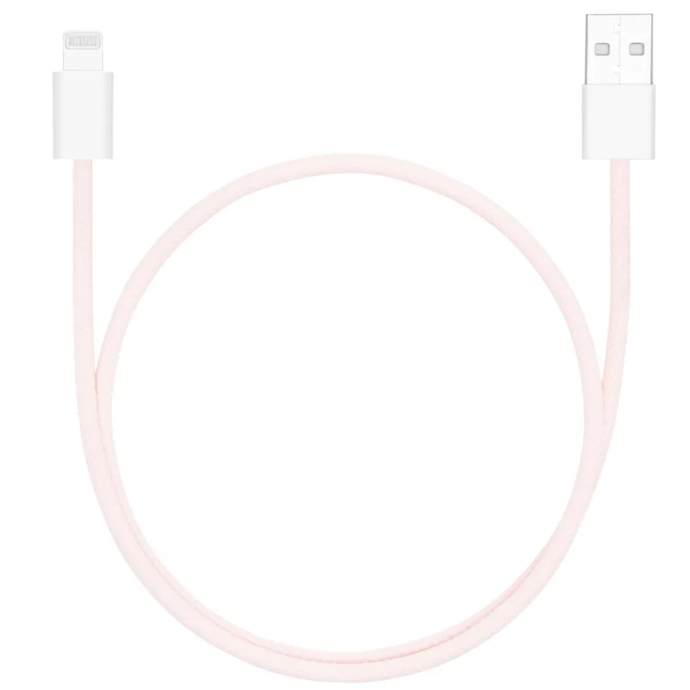 Linocell Flettet USB-A- til Lightning-kabel Rosa 0,5 m