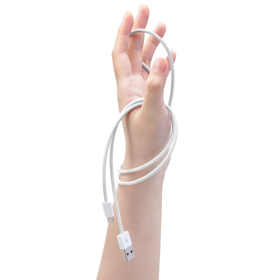 Linocell Flettet USB-A- til Lightning-kabel Hvit 0,5