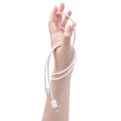 Linocell Flettet USB-A- til Lightning-kabel Rosa 1 m
