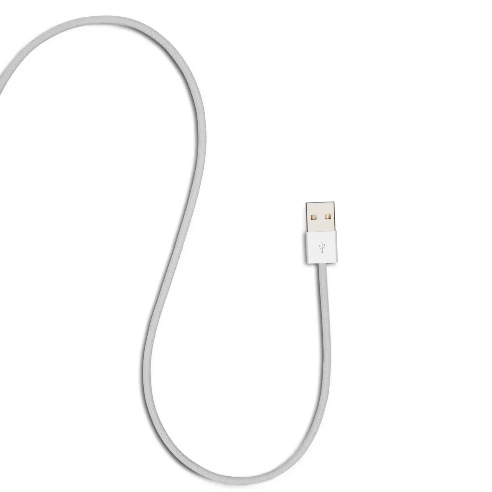 Linocell Flettet USB-A- til Lightning-kabel Hvit 2 m