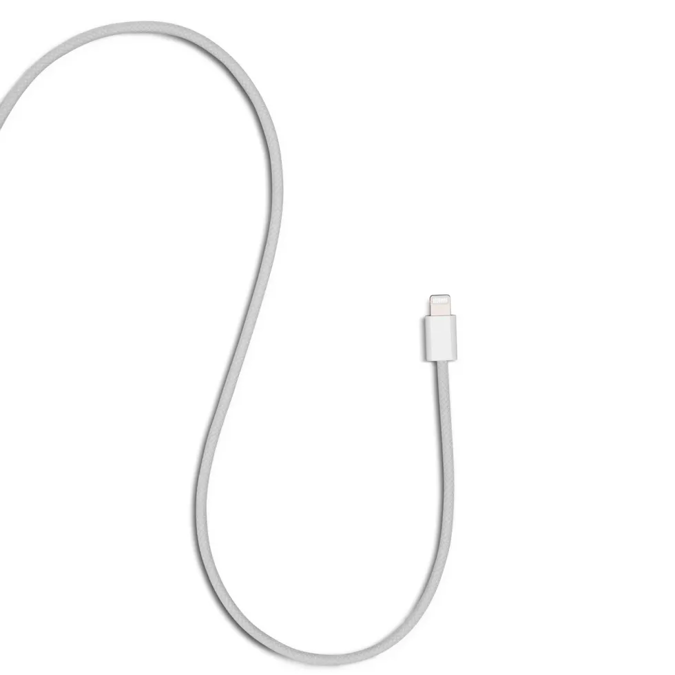 Linocell Flettet USB-A- til Lightning-kabel Hvit 2 m