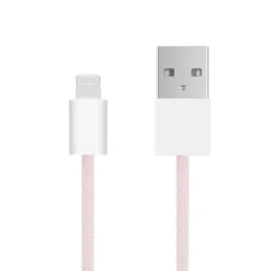 Linocell Flettet USB-A- til Lightning-kabel Rosa 2 m