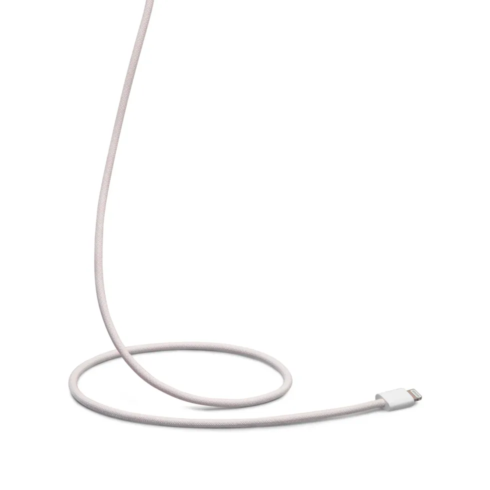 Linocell Flettet USB-A- til Lightning-kabel Rosa 2 m