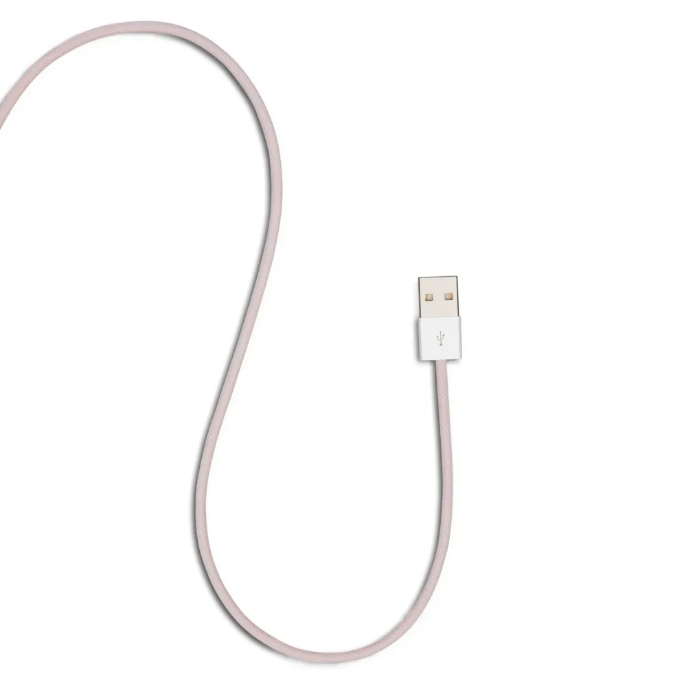 Linocell Flettet USB-A- til Lightning-kabel Rosa 2 m