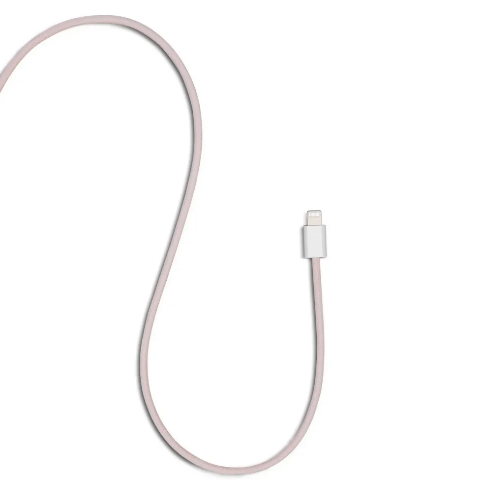 Linocell Flettet USB-A- til Lightning-kabel Rosa 2 m