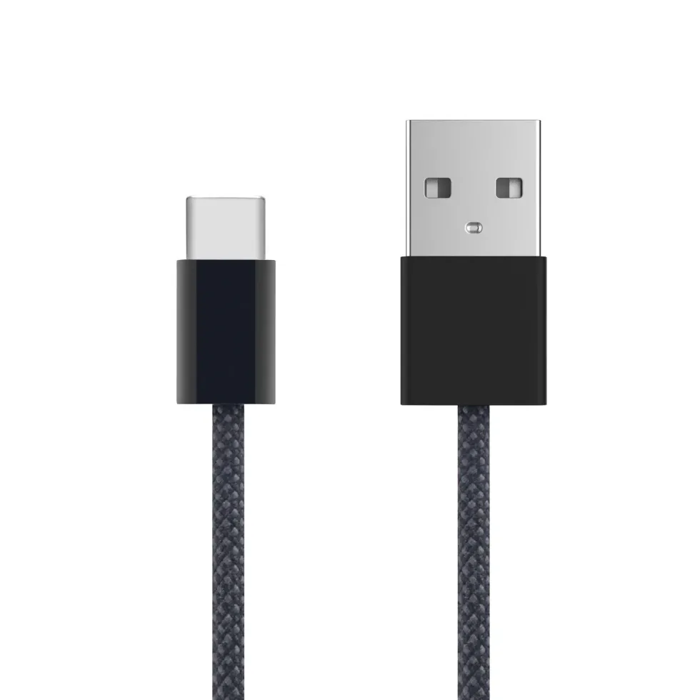 Linocell Flettet USB-A- til USB-C-kabel Svart 0,5 m