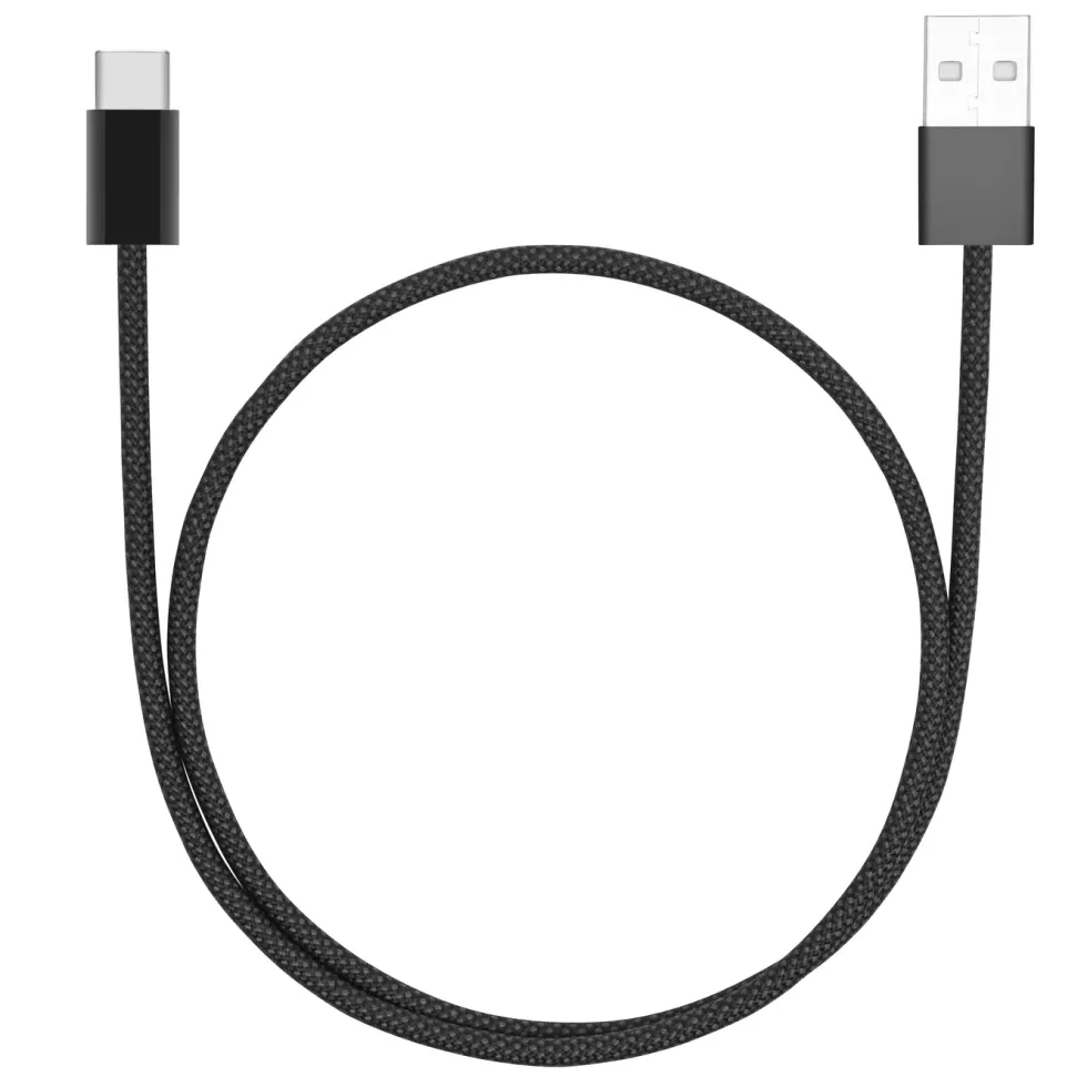 Linocell Flettet USB-A- til USB-C-kabel Svart 0,5 m