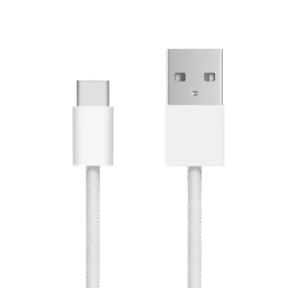 Linocell Flettet USB-A- til USB-C-kabel Hvit 1 m