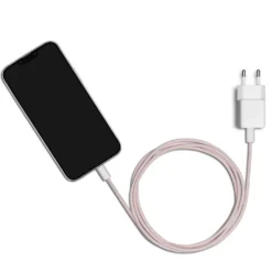 Linocell Flettet USB-C- til Lightning-kabel Rosa 2 m