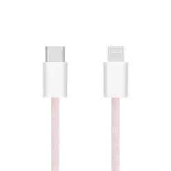 Linocell Flettet USB-C- til Lightning-kabel Rosa 2 m