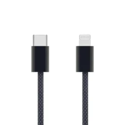 Linocell Flettet USB-C- til Lightning-kabel Svart 0,5 m
