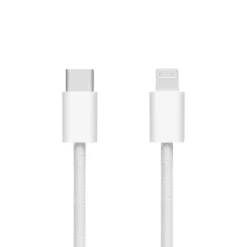 Linocell Flettet USB-C- til Lightning-kabel Hvit 2 m