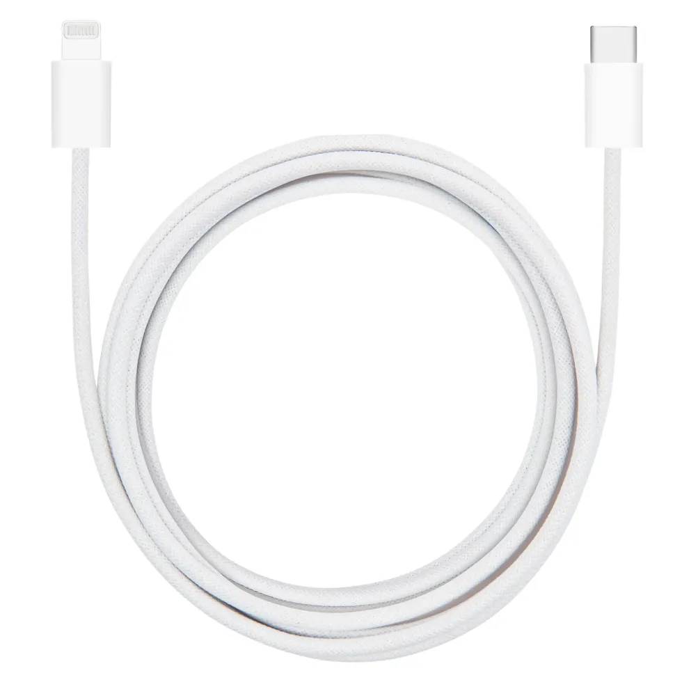 Linocell Flettet USB-C- til Lightning-kabel Hvit 2 m