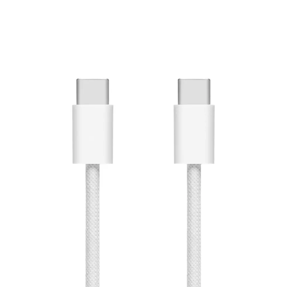Linocell Flettet USB-C- til USB-C-kabel 60W Hvit 1 m