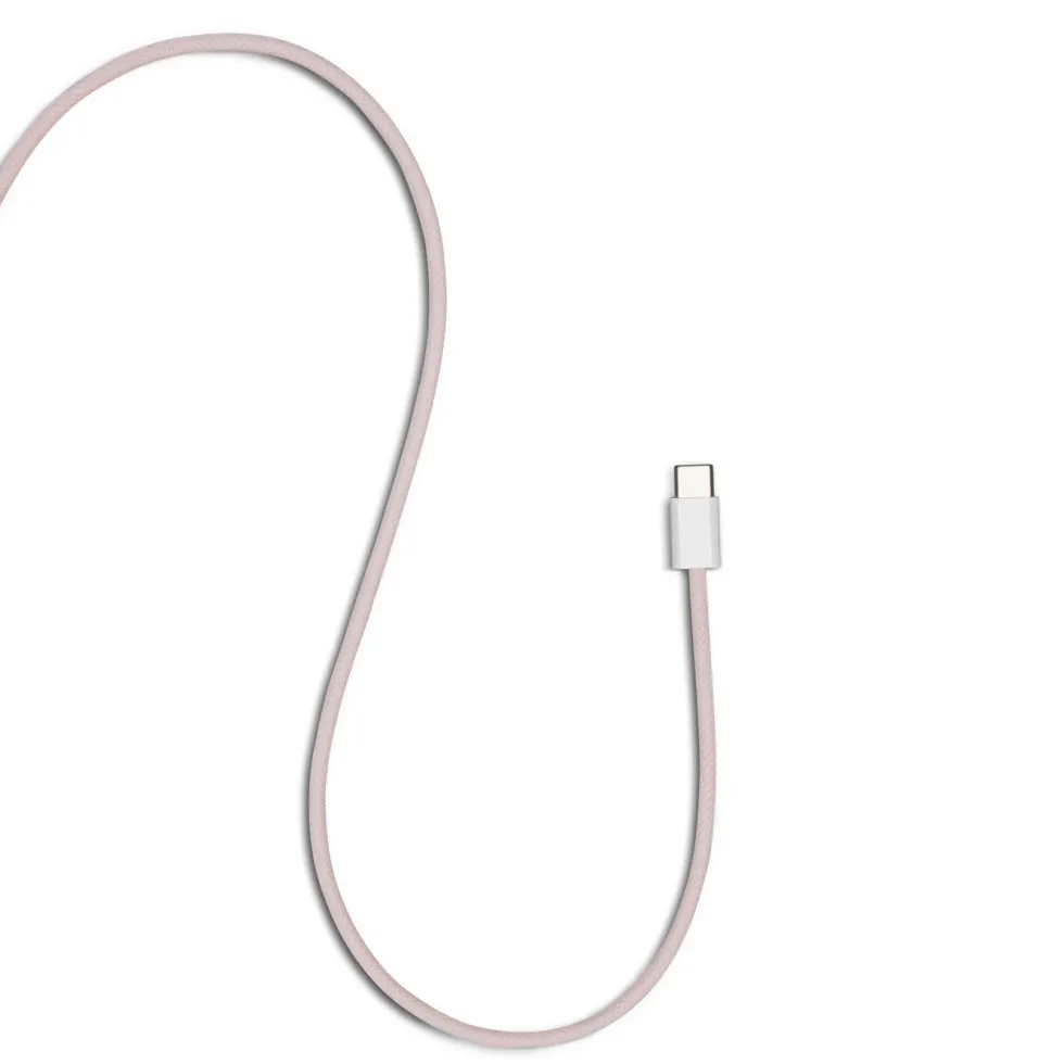 Linocell Flettet USB-C- til USB-C-kabel 60W Rosa 2 m
