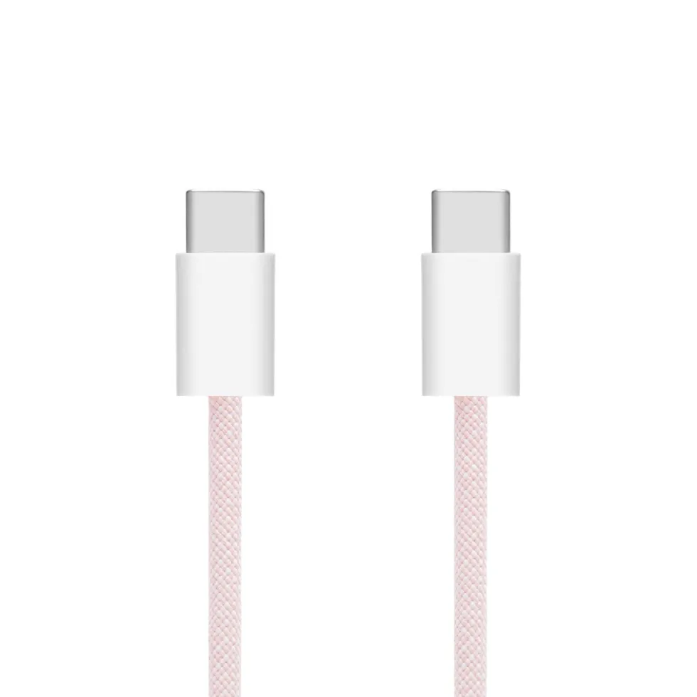 Linocell Flettet USB-C- til USB-C-kabel 60W Rosa 2 m
