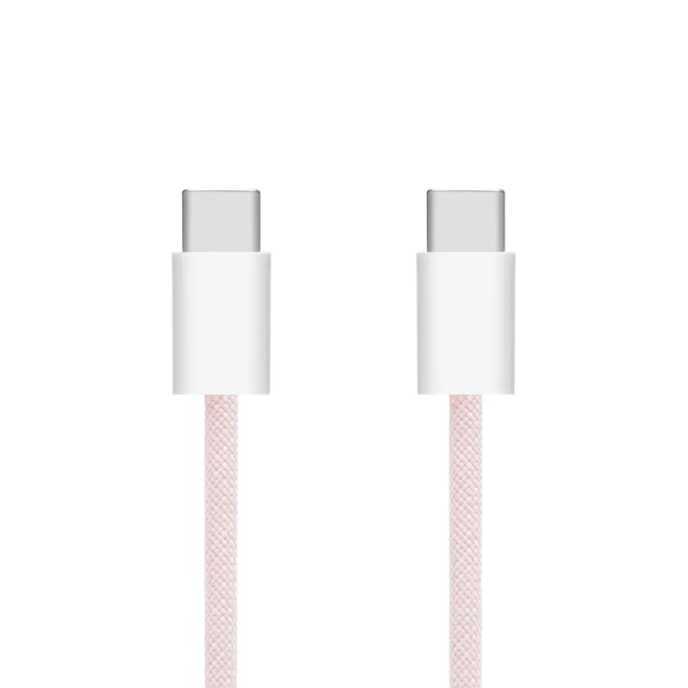 Linocell Flettet USB-C- til USB-C-kabel 60W Rosa 1 m