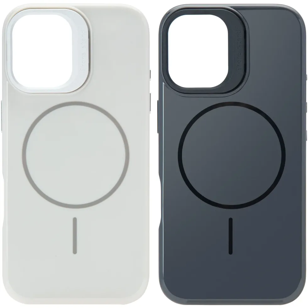 Linocell Flip Stand Case Mobildeksel for iPhone 17 Svart