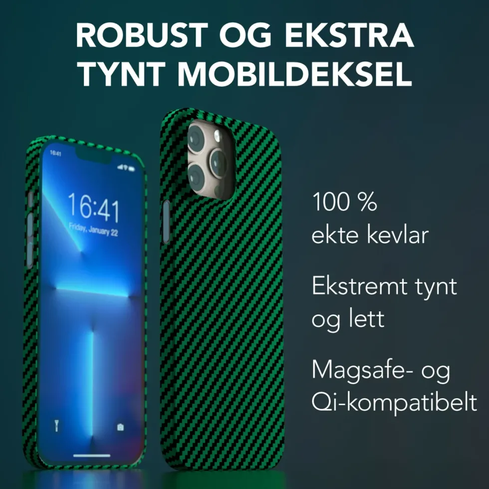 Linocell Premium Kevlar Robust deksel for iPhone 13 Pro Max Grønn