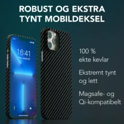 Linocell Premium Kevlar Robust deksel for iPhone 13 Pro Max Svart