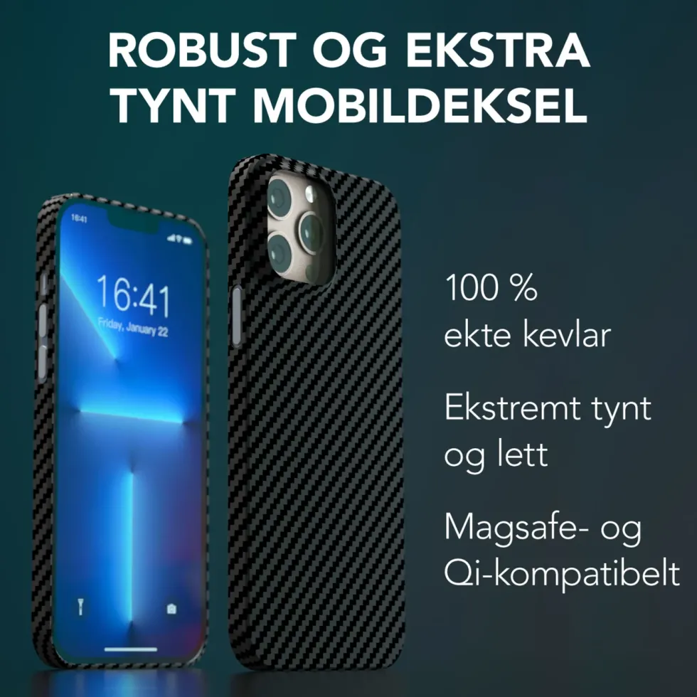 Linocell Premium Kevlar Robust deksel for iPhone 13 Pro Max Svart