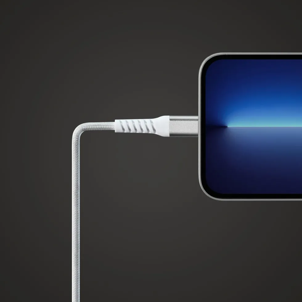 Linocell Premium Kevlar USB-C- til Lightning-kabel Hvit 0,5 m