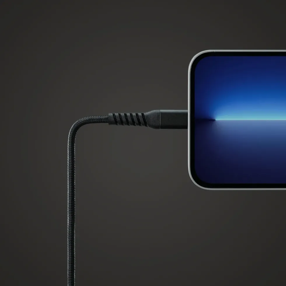 Linocell Premium Kevlar USB-C- til Lightning-kabel Svart 0,5 m
