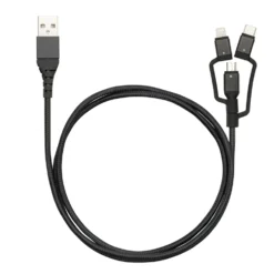 Linocell Premium USB-A til Micro-USB, Lightning og USB-C adapter Svart