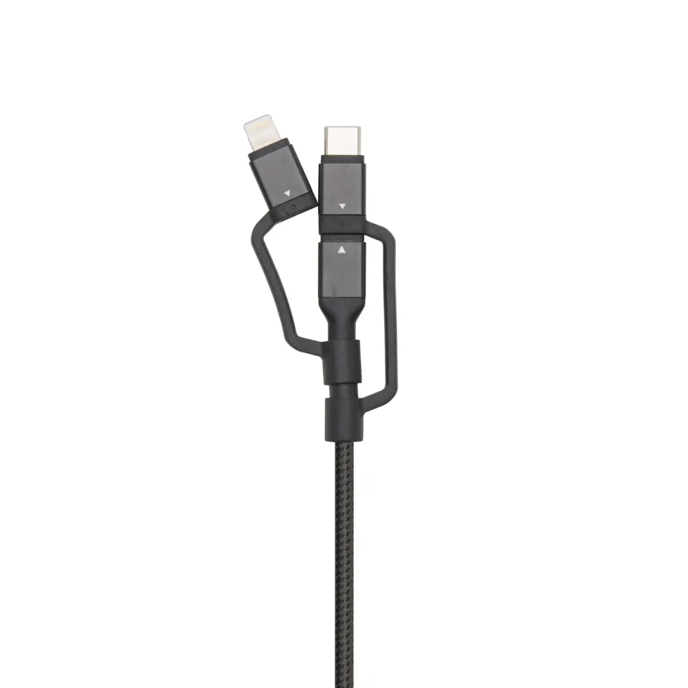 Linocell Premium USB-A til Micro-USB, Lightning og USB-C adapter Svart