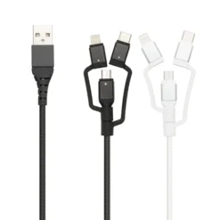 Linocell Premium USB-A til Micro-USB, Lightning og USB-C adapter Svart