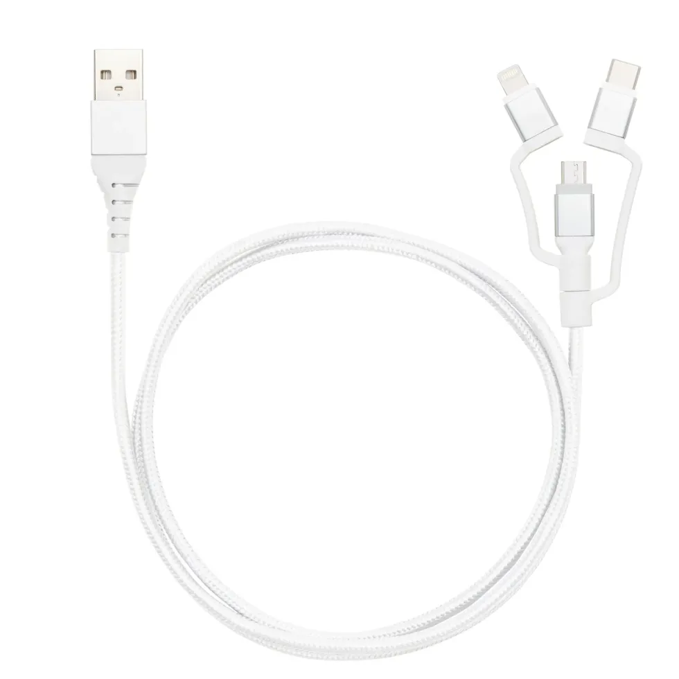 Linocell Premium USB-A til Micro-USB, Lightning og USB-C adapter Hvit