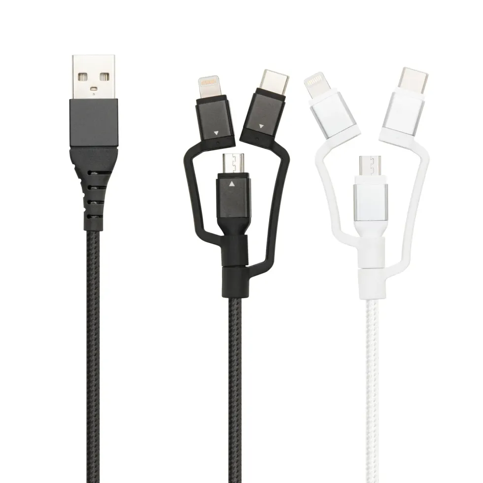 Linocell Premium USB-A til Micro-USB, Lightning og USB-C adapter Hvit