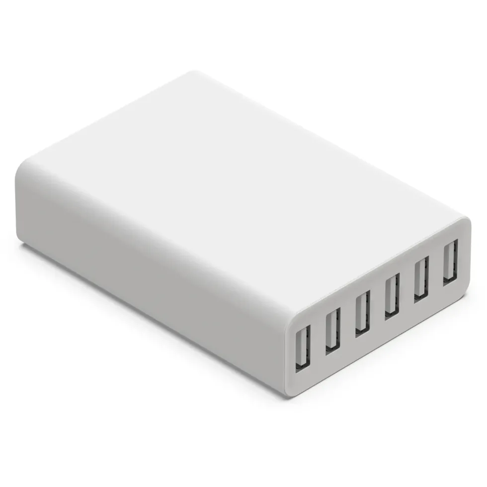 Linocell USB-ladestasjon med 6 porter Hvit
