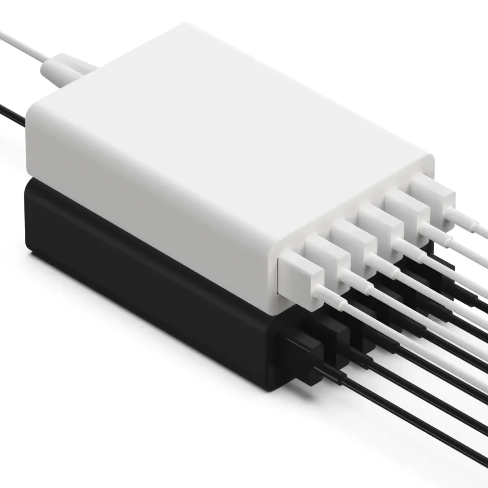 Linocell USB-ladestasjon med 6 porter Svart