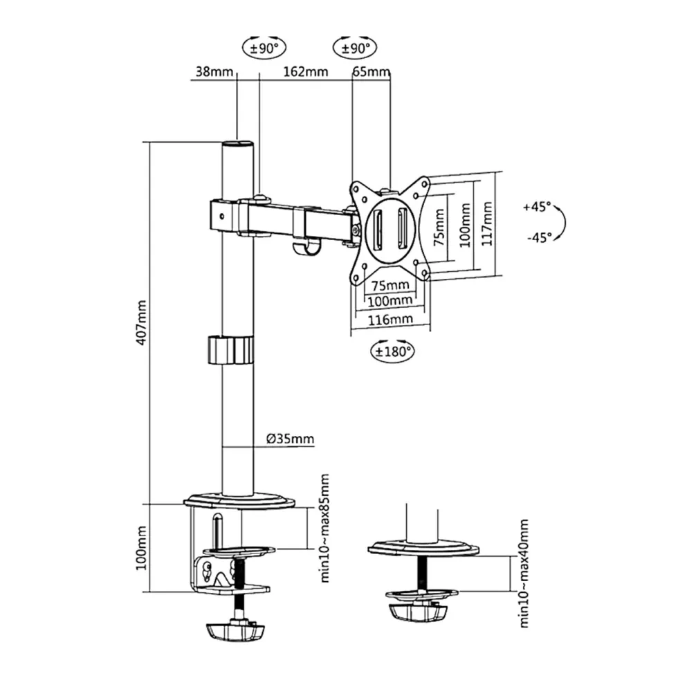 LogiLink Bordfeste for dataskjerm 17-32"