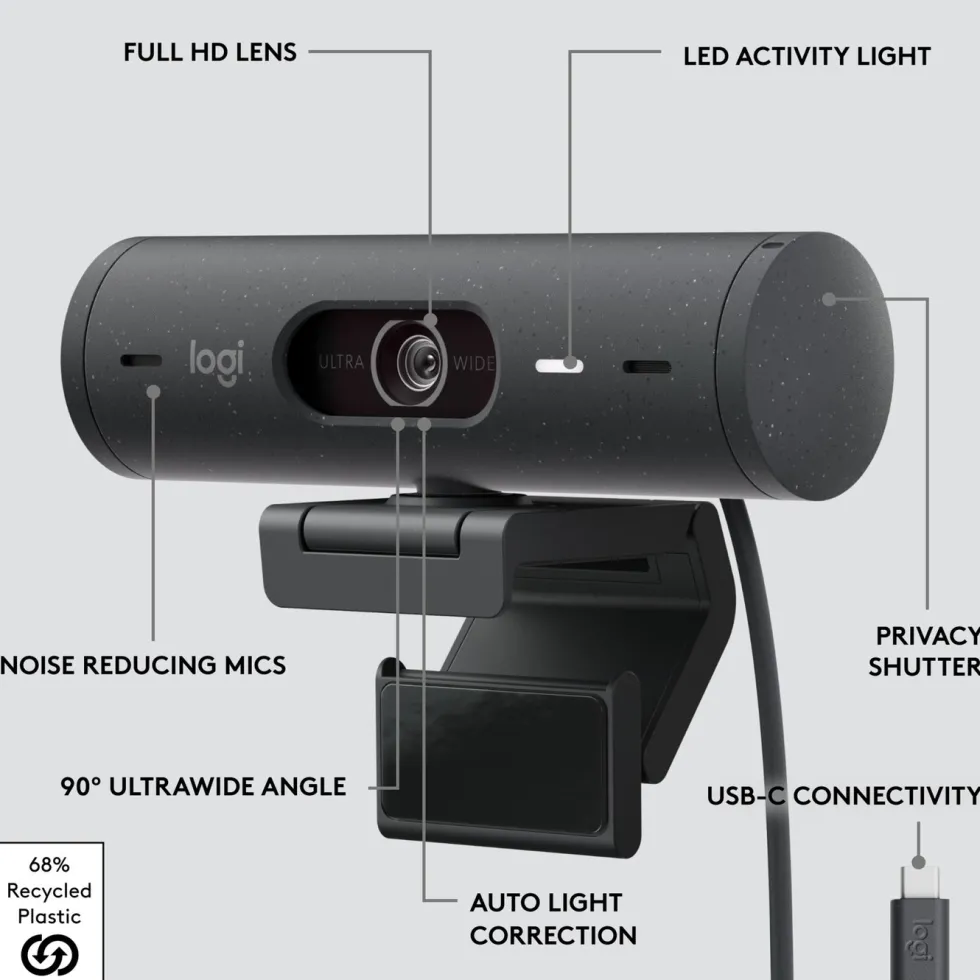 Logitech Brio 500 Webkamera med USB-C-tilkobling