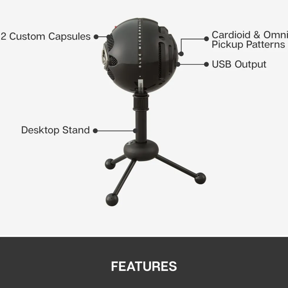 Logitech C Blue Snowball USB-stereomikrofon Svart