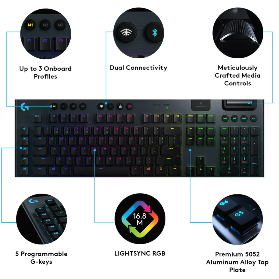 Logitech G 915 Lightspeed Mekanisk tastatur GL Clicky
