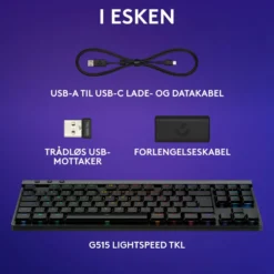 Logitech G515 Lightspeed TKL Trådløst gamingtastatur Tactile Svart