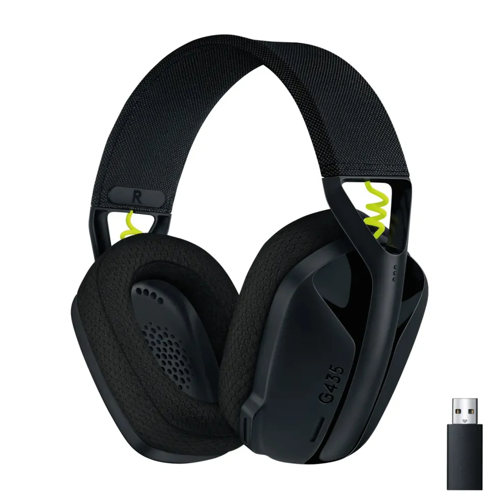 Logitech G 435 Lightspeed Trådløst gamingheadset Svart & Neongul