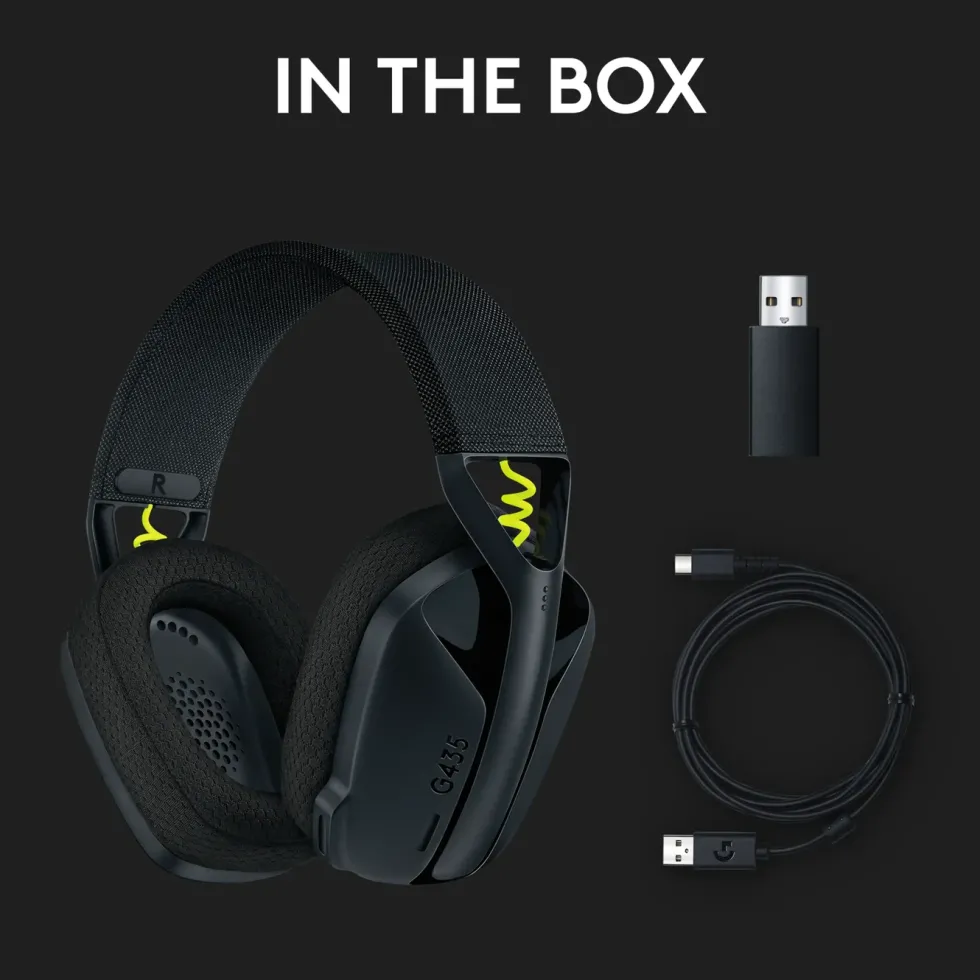 Logitech G 435 Lightspeed Trådløst gamingheadset Svart & Neongul